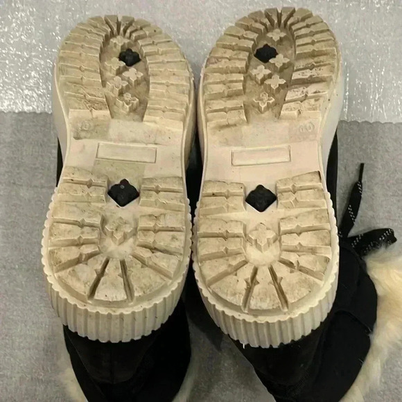 [US10]Anthropologie Black Ankle Boots with Faux Fur  around Ankle - Picture 6 of 9